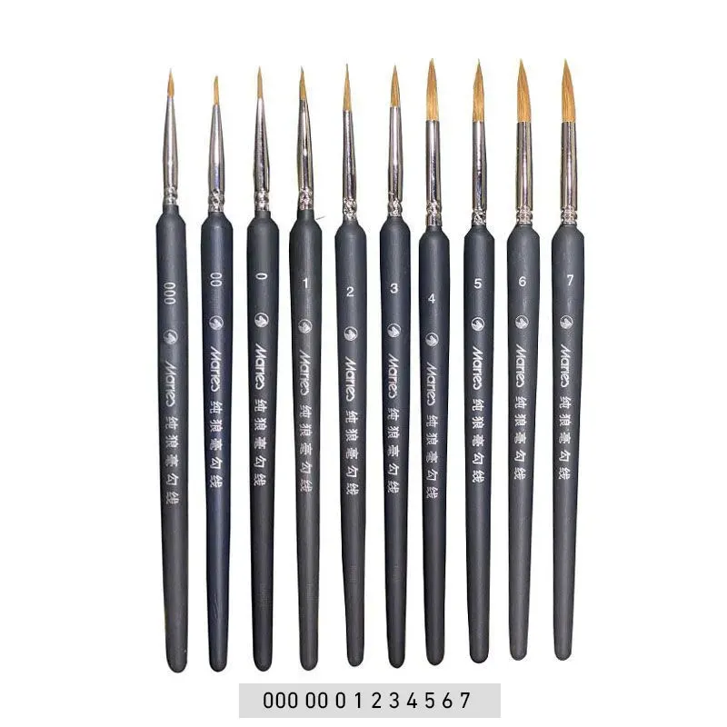 10 Mini Paint Brushes for Acrylic Oil Watercolour Art Thin Hook Line Pen for Hand Painting
