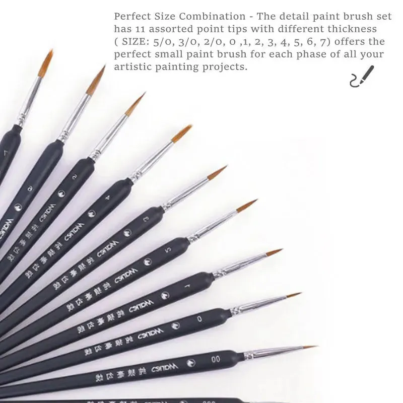 10 Mini Paint Brushes for Acrylic Oil Watercolour Art Thin Hook Line Pen for Hand Painting