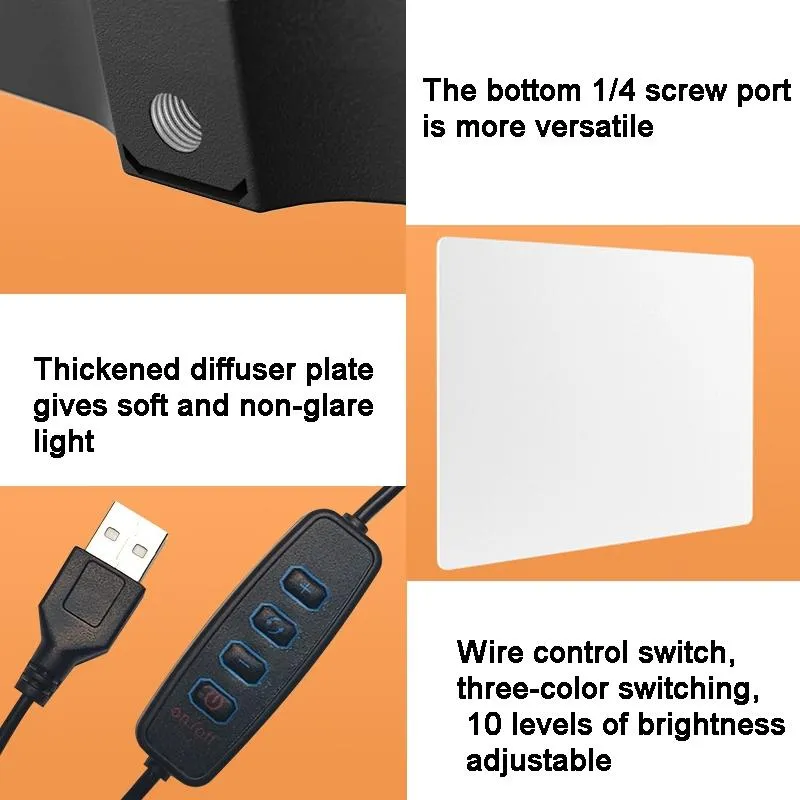 10 Three-Colour Temperature Flat-Panel Live Fill Light with 0.5m Bracket