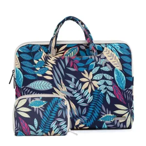 11.6 Inch Simple Business Laptop Bag | With Liner | LS-116 | Canvas | Colourful Leaves | Blue