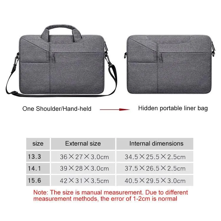 13.3 Inch Laptop Handbag | With Hidden Strap & Suitcase Belt | Waterproof & Tear-Resistant | Black