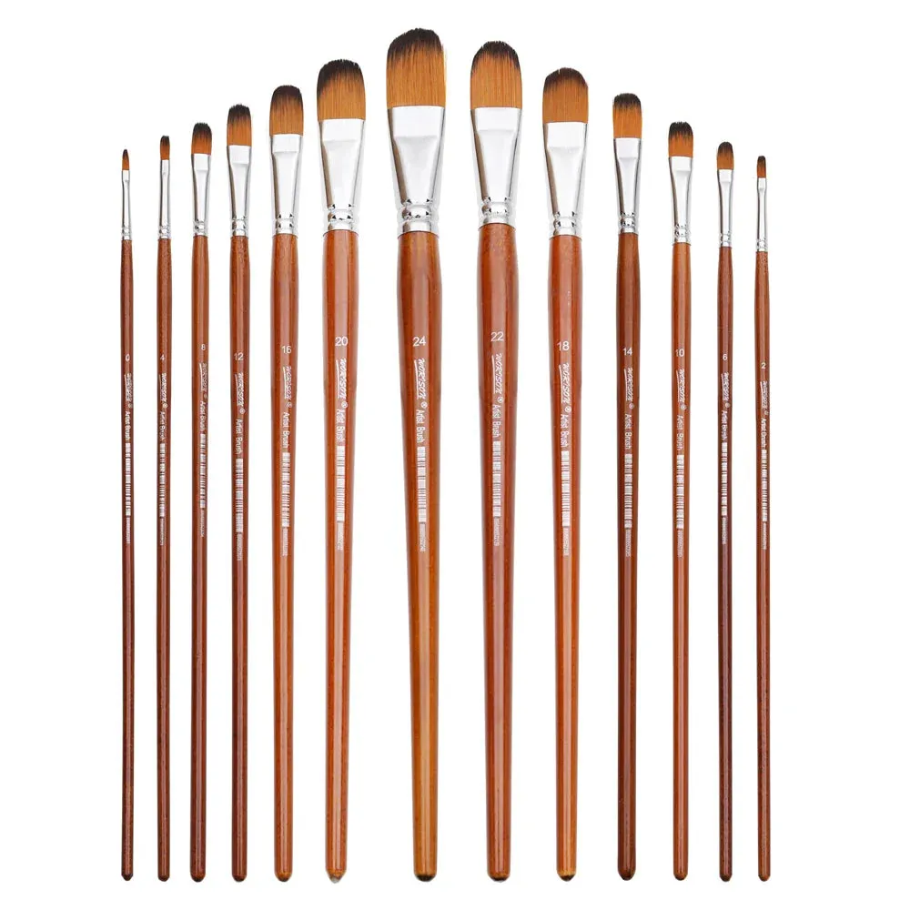 13Pc Filbert Brushes For Watercolour Oil Acrylic