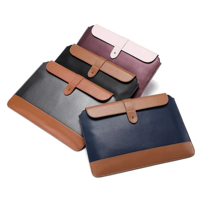 14-15.4 Inch Microfiber Notebook Liner Bag | Horizontal | Gray & Brown
