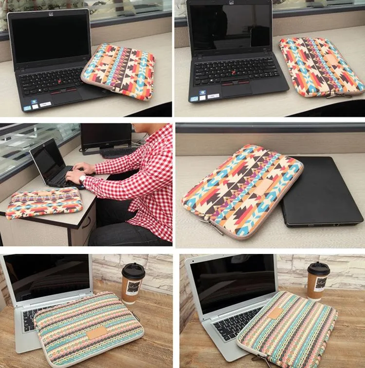 14 Inch Lingge Laptop Liner Bag with Stylish Pattern | Blue Pattern Diamond Lattice