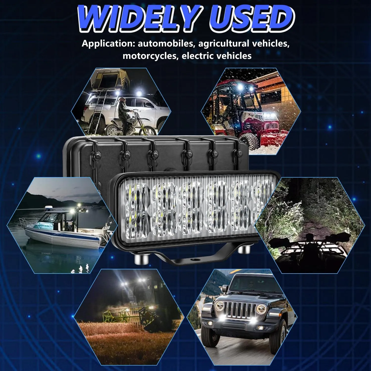 14W | 9-30V | 6 Inch Waterproof Car Work Headlight | Includes Wire Set
