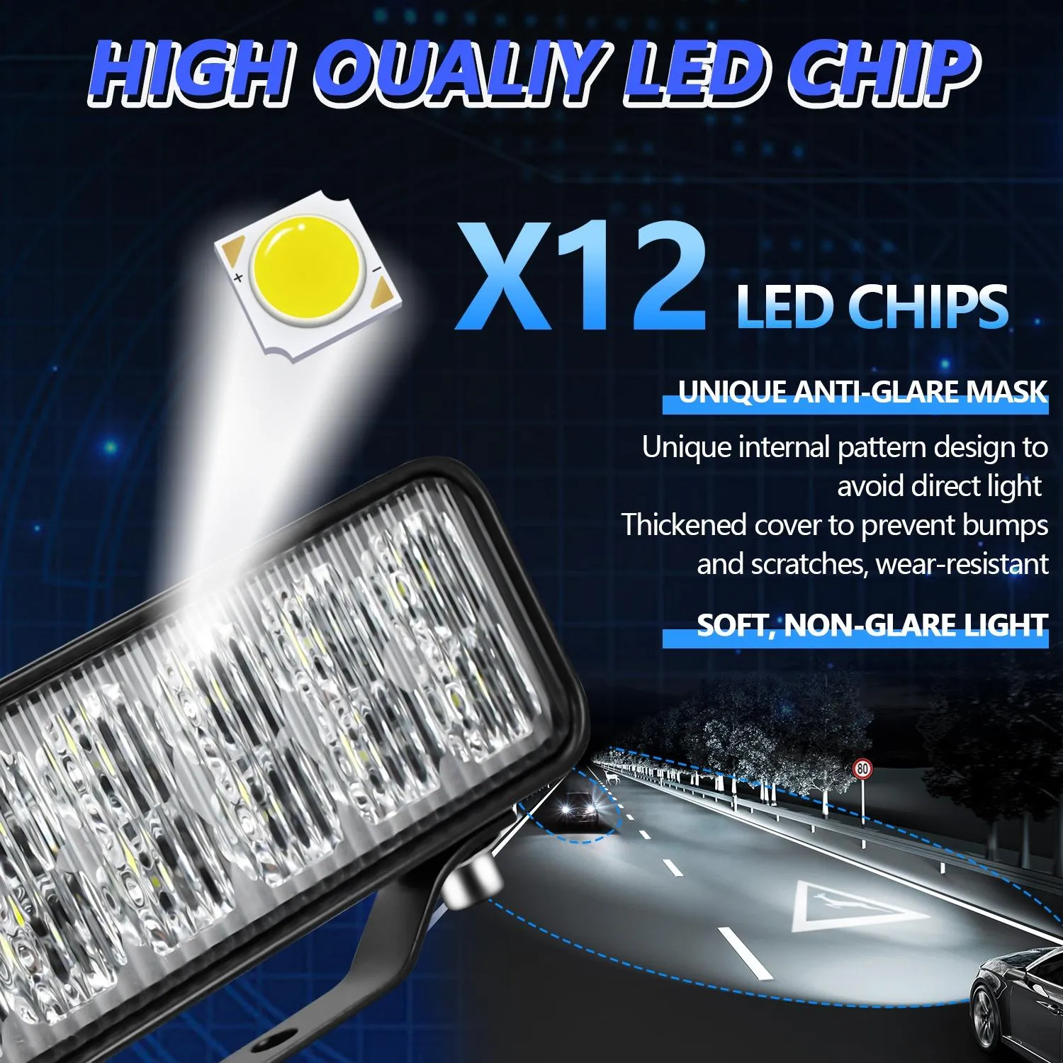 14W | 9-30V | 6 Inch Waterproof Car Work Headlight | Includes Wire Set