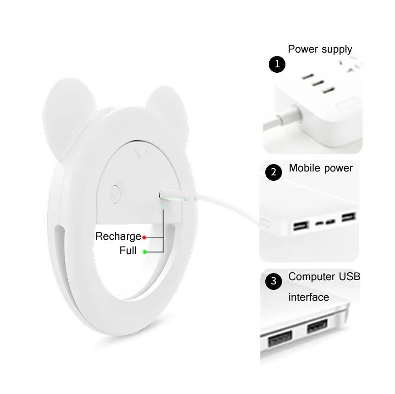 2-Pack Large-Capacity Live Video Conference Ring Light | For Mobile Phone Selfies | Bear Ear