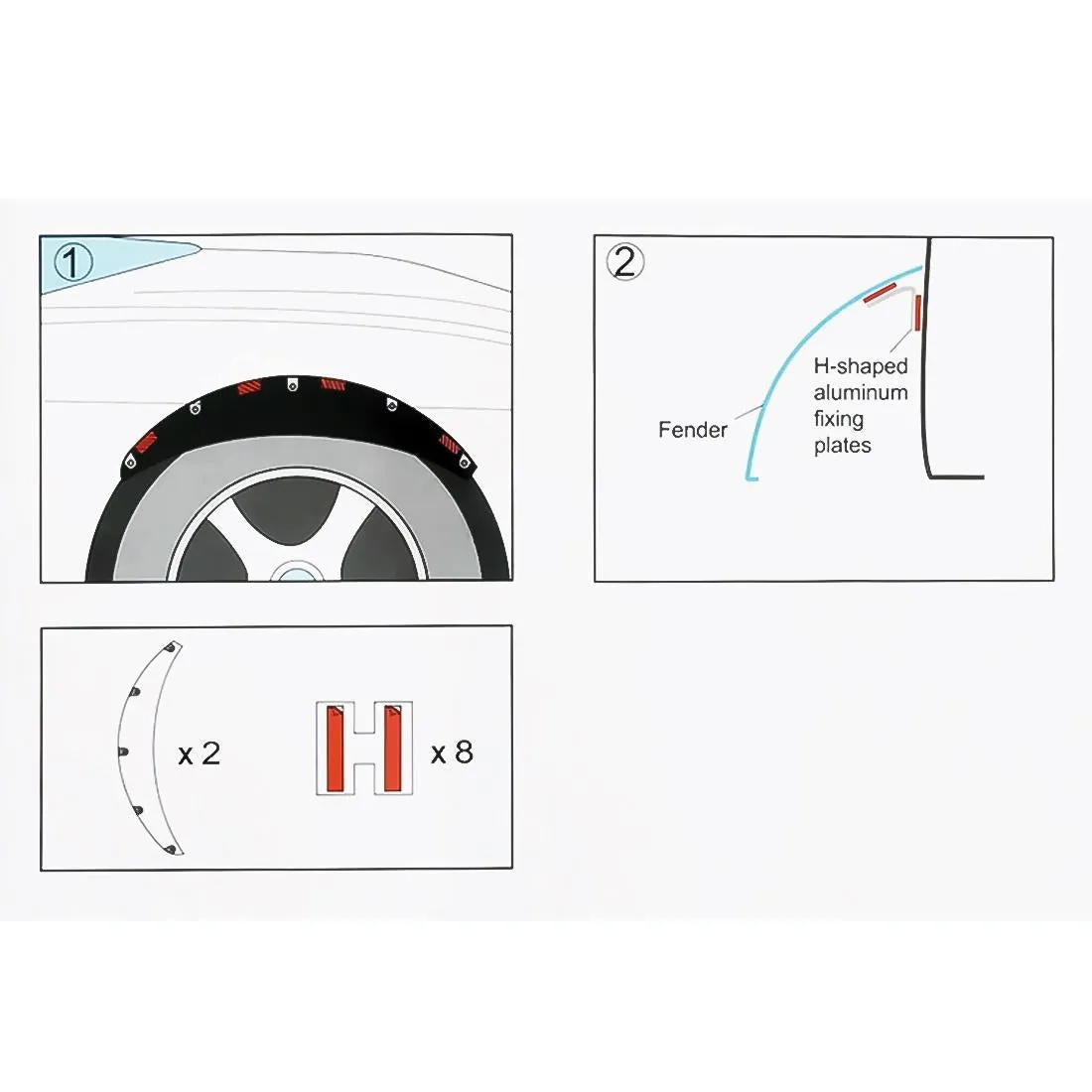 2 Pcs 58cm Car Stickers | Rubber Round Arc Strips | Fender Flares Wheel Eyebrow Decal Sticker | Black