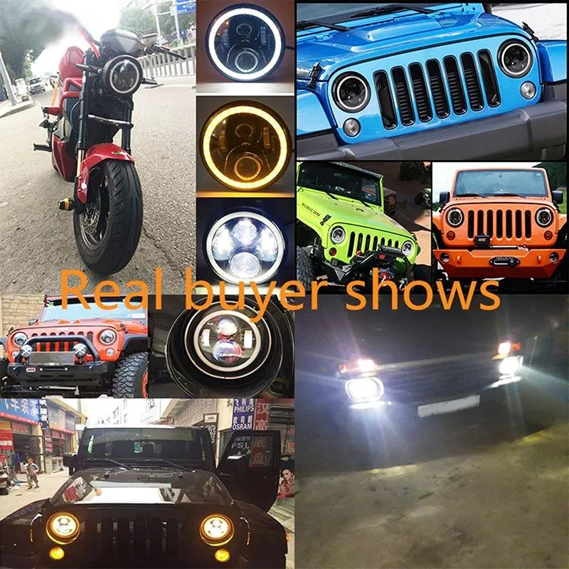2 Pcs 7 Inch IP68 Waterproof 6500K 75W Cree LED Headlight Hi/Lo Beam Driving Lamp for Jeep Wrangler JK/TJ/LJ