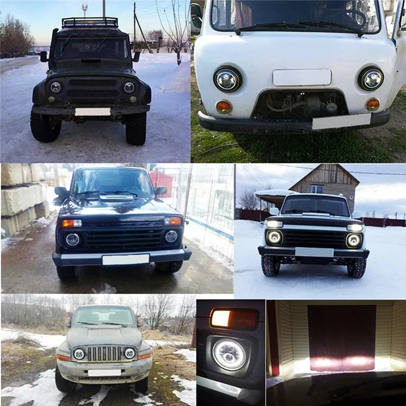 2 Pcs 7 Inch IP68 Waterproof 6500K 75W Cree LED Headlight Hi/Lo Beam Driving Lamp for Jeep Wrangler JK/TJ/LJ