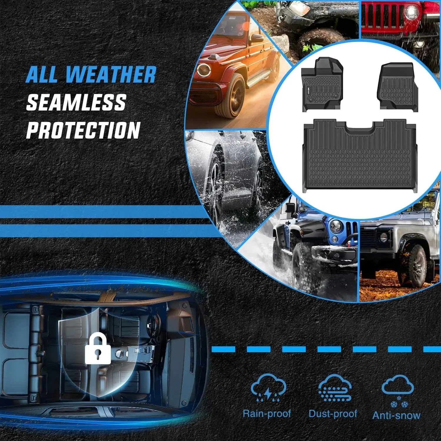 2015-2025 Ford F150 Lightning SuperCrew Cab TPE Floor Mats