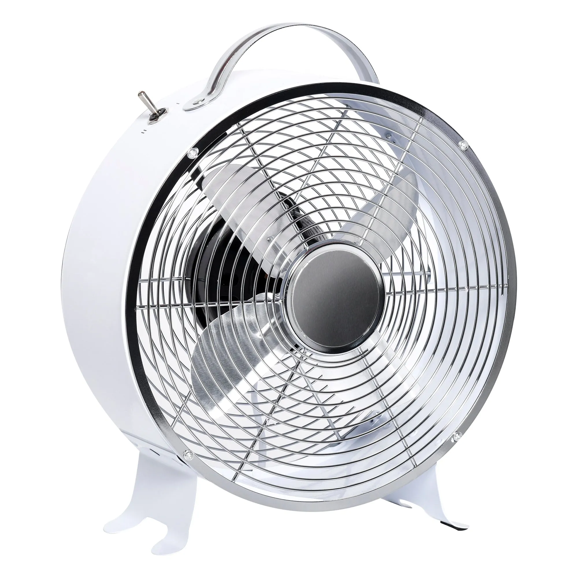 26cm 2-Speed Electric Table Desk FanWith Safety Guard Anti-Slip Feet Portable Personal Cooling Fan Home Office Bedroom White