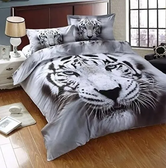 3D white tiger- animal twin king full double bedclothes -pillowcase duvet cover set.