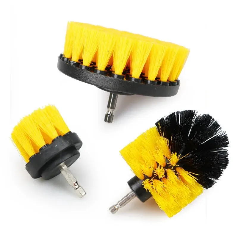 3pc Drill Brush Set for Showers Tubs and Tile Cleaning Power Scrubber Attachment for Grout Carpet and More
