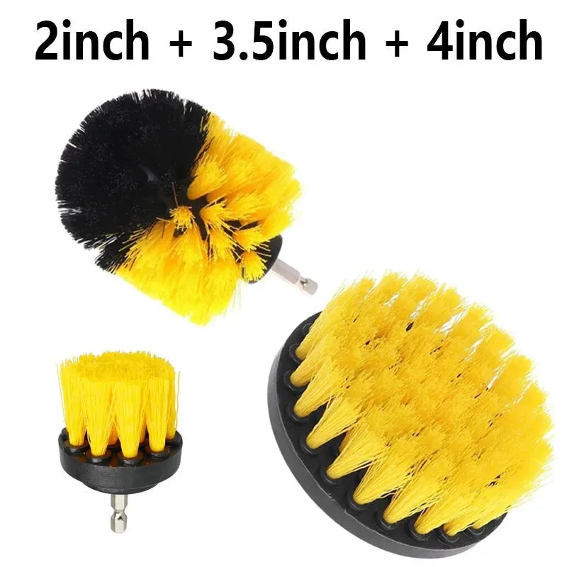 3pc Drill Brush Set for Showers Tubs and Tile Cleaning Power Scrubber Attachment for Grout Carpet and More
