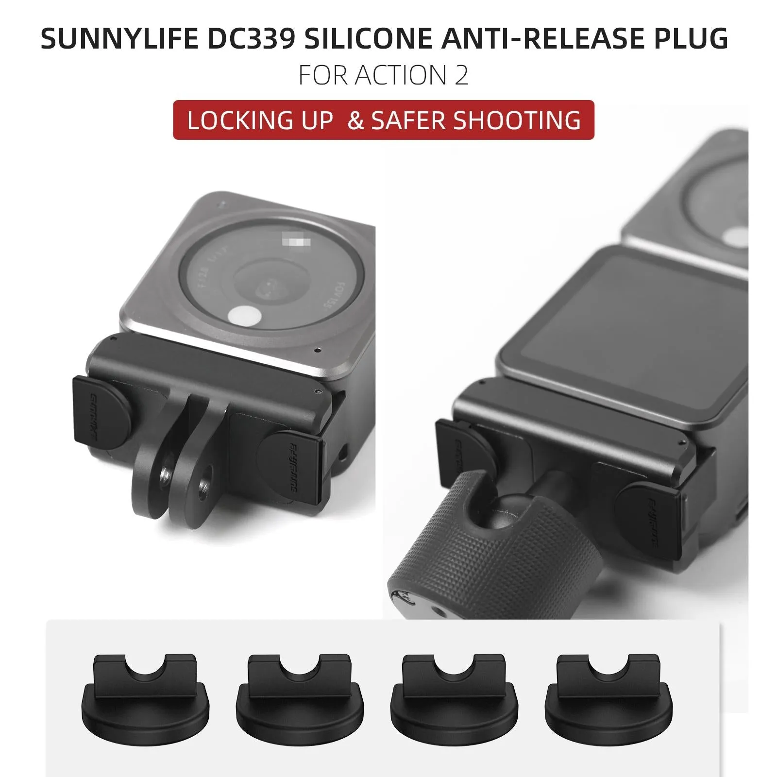 4-piece Silicone Anti-release Plugs for Dji Action 2