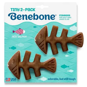 Benebone Fishbone Dog Chew Toy, Tiny, 2 count