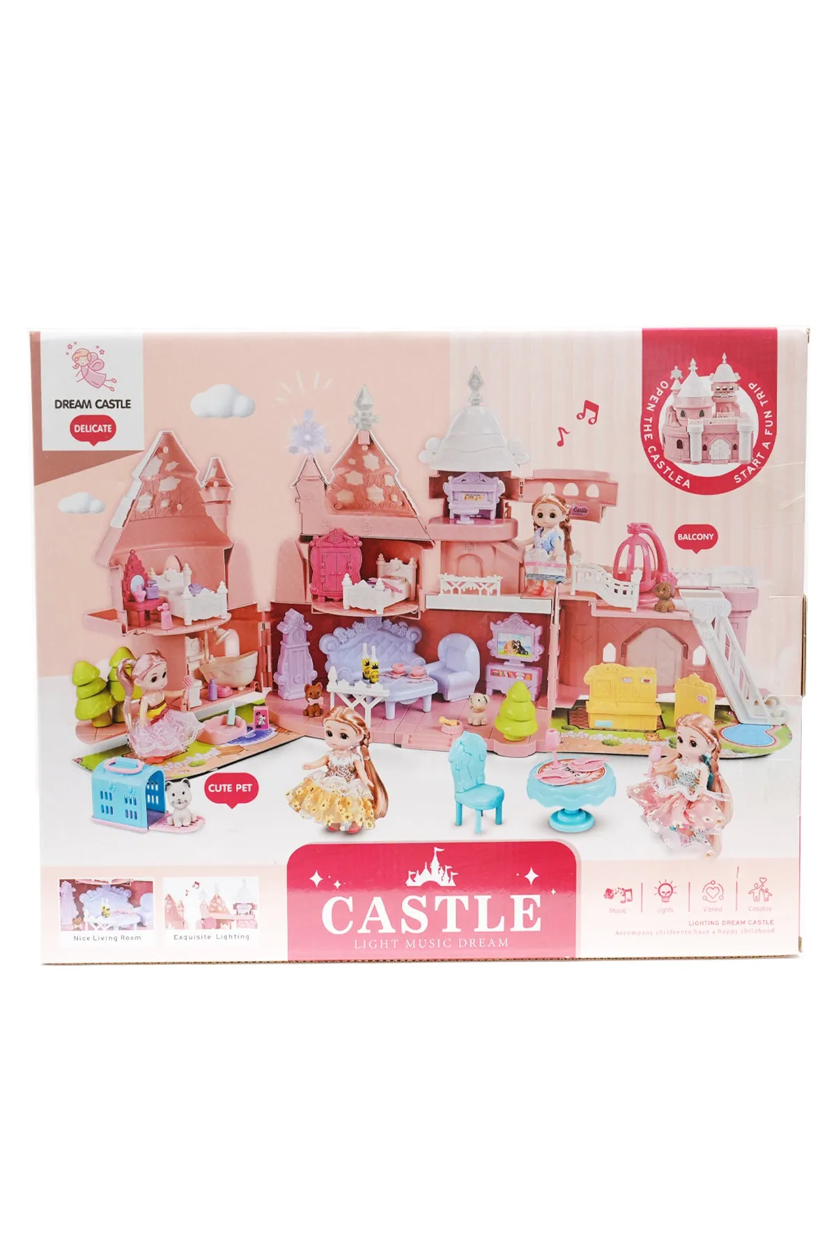 Dream Castle Light Music Dollhouse Playset  Princess Fantasy Toy