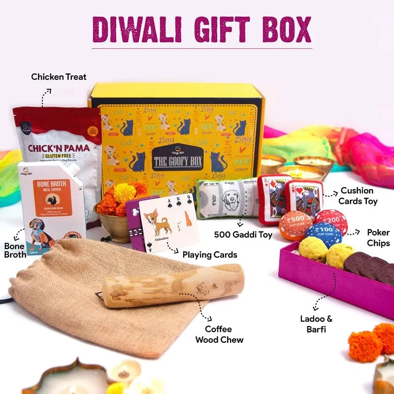 Goofy Tails Goofy Diwali Box for Dogs | Curated Gift Box for Dogs - Non Veg