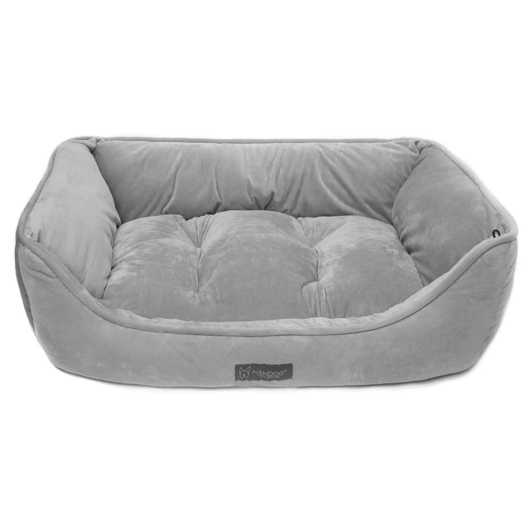 Plush Grey Nandog Reversible Luxe Big Dog Bed for Optimal Comfort