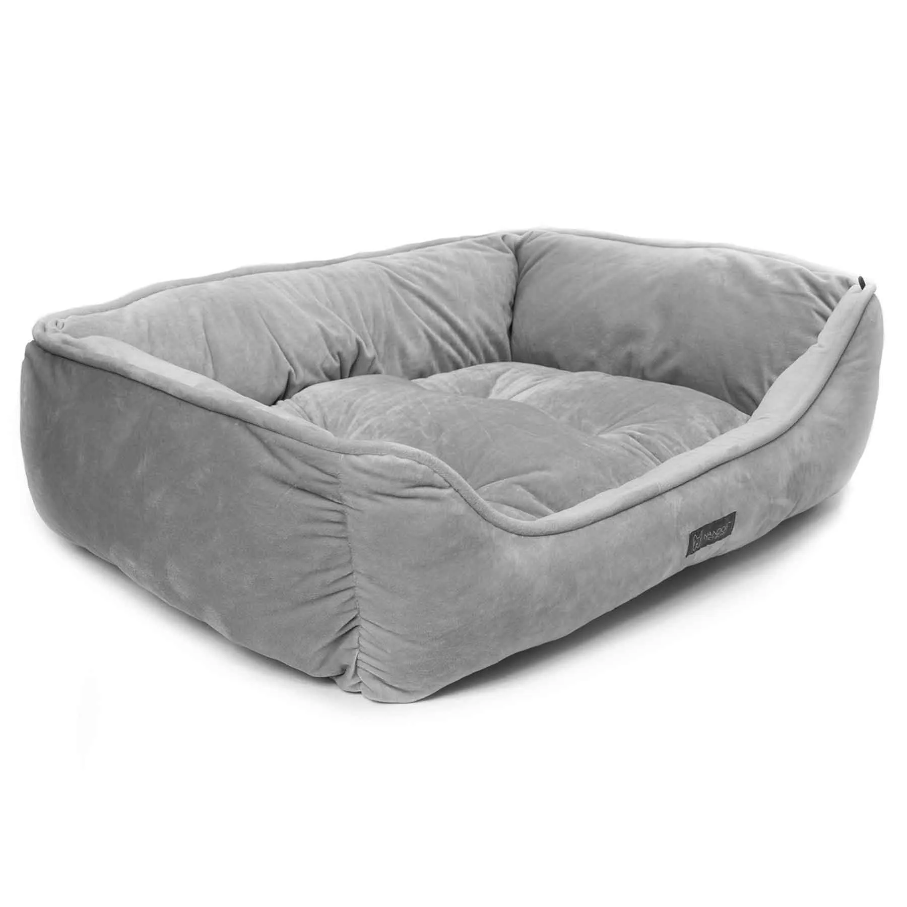 Plush Grey Nandog Reversible Luxe Big Dog Bed for Optimal Comfort